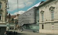 Blick vom Steinenberg/Theaterstrae auf den Musiksaal (rechts) und den Neubau
