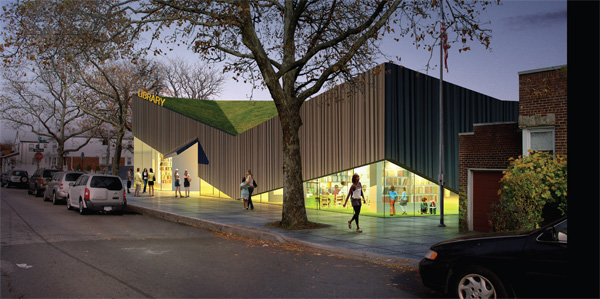 WORK Architecture Company: KEW GARDENS HILL LIBRARY Expansion and replacement of an existing library