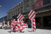 Performative Installation „Wanderbaustelle“ von KARO* Architekten, 27. Juni 2011 in Leipzig
