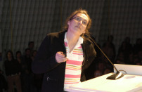 Ellen van Loon whrend des Vortrags im Kuppelsaal