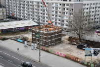 Die Baustelle des Pavillon am Berliner Petriplatz 