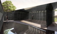 Serpentine Pavilion 2018, entworfen von Frida Escobedo – ein kontemplativer Raum mit Wasserbassin. 