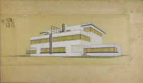 Carl Fieger, Doppelwohnhaus fr rzte, um 1924, Tusche auf Transparentpapier