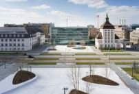 Vor dem Merck Innovation Center ffnet sich eine neue Piazza: der Emanuel-Merck-Platz. 