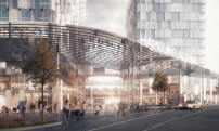 So soll ab 2024 der Zugang zur neuen Bahnhofshalle Hamburg Altona aussehen: Gewinnerentwurf von C.F. Møller Architects.