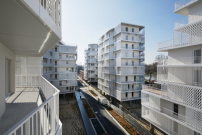 Insgesamt 330 Apartments, eine Kinderkrippe und -tagessttte sowie Parkpltze  sind in der neuen Nachbarschaft in Nordwesten von Paris entstanden. 