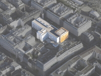 Der neue Campus liegt inmitten eines inzwischen dicht bebauten Blocks unweit des Nordbahnhofs und des BND-Gebäudes. 