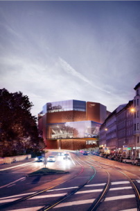 Zentrales Element des Entwurfs von HENN ist eine gläserne „Kulturbühne“ die zum Rückgrat des Gebäudekomplexes werden soll. 