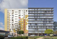 Transformation eines Gebäudeblocks mit 530 Wohnungen, vorher und nachher, Cité du Grand Parc, Bordeaux von Lacaton + Vassal 