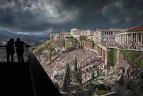 Pergamon. Meisterwerke der antiken Metropole und 360-Panorama von Yadegar Asisi Panorama von Yadegar Asisi mit Blick auf Burgberg 