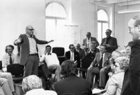 Jurysitzung zum Dom-Rmerberg-Bereich am 20. Juni 1980 (Schirn-Kunsthalle) mit dem dirigierenden Vorsitzenden Max Bcher. 
