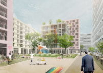 Siegerentwurf: Stadtzimmer sollen als gemeinschaftliche Freiräume nachbarschaftliches Miteinander fördern.