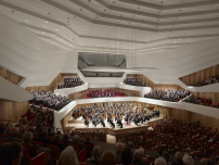 Fr den neuen Konzertsaal whlten gmp die Weinbergtypologie. Er hat 1.750 Pltze. 