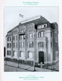 Das Haus um 1912, kurz nach seiner Fertigstellung – damals noch Sitz der Maschinenbaufabrik Richard Heike 