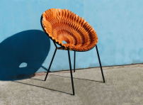 Unfolded Chair Vito, Stahlrahmen mit plissiertem Bffelleder  