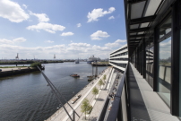 Blick ber die Elbe  HafenCity Universitt in Hamburg 