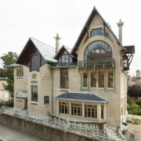 Die Villa Majorelle in Nancy 2017. Der nicht originale Erkeranbau an der Terrasse wurde während der Sanierung entfernt. 