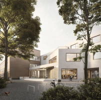 Anerkennung: Kersten Kopp Architekten mit sinai Landschaftsarchitekten (beide Berlin), Perspektive Schule 