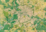 Brix + Genzmer: Grünflächenplan im Maßstab 1:60.000 für den Wettbewerb Groß-Berlin 1910 (einer der beiden 1. Preise)