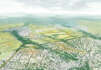 Blick auf Frankfurts Nordwesten mit den geplanten neuen Stadtteilen. 
