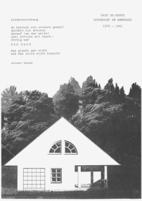 Gedicht „Kinderzeichnung“ von Reiner Kunze, Collage mit einer Fotografie von Max Bächers Haus Huber am Ammersee von 1982