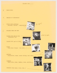 „Children like...“: office-produced list of children's favourite play and learning activities with photographic illustrations. 1960s. Cornelia Hahn Oberlander fonds. Collection CCA, Montréal. Gift of Cornelia Hahn Oberlander © Cornelia Hahn Oberlander