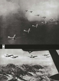 Das 40. Bombergeschwader der Royal Airforce und ein italienisches Fliegergeschwader ber den Alpen 