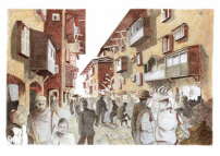1. Preis Kategorie Handzeichnung: „Reconfiguring Addis Ababa's Narratives“, Antonio Paoletti (TU Delft)
