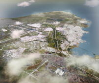 Masterplangebiet rund um den Flughafen Keflavík von Südosten aus gesehen  