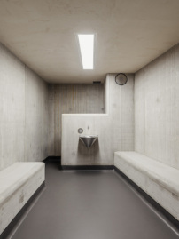 Die ganz in Beton gehaltenen Zellen geben Einblicke in die Schweizer Architektenseele. 