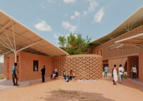 Die geplante Eingangssituation zum neuen Goethe-Institut in Dakar von Kéré Architecture. 