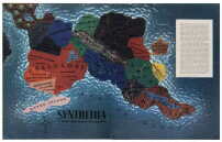 Karte von Synthetica, einem aus Kunststoffen bestehenden Kontinent, veröffentlicht im Fortune Magazin, 22. Oktober 1940  