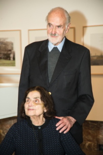 Lucien Kroll und seine Frau Simone am 21. Juni 2016 auf der Eröffnung der Ausstellung „Atelier d’Architecture Simone et Lucien Kroll. Une architecture habitée“ im Bozar in Brüssel 