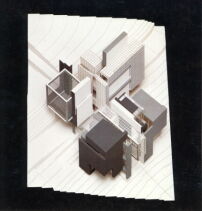 Unrealisierter Entwurf für das House X für Bloomfield Hills in Michigan von 1975  