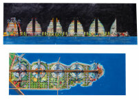 Peter Cook (*1936): Arcadia, Entwurf für die Wohnbebauung einer Halbinsel, 1977–1981 