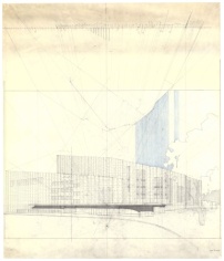 Oper und Musiktheater, Essen, 1959; 1961-1988 Bleistift und Farbstift auf Transparentpapier, 106,2 x 90,2 cm 