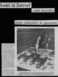 Wivina Demeester am Modell des ersten Hauptgebudes, Zeitungsausschnitt von 1971 