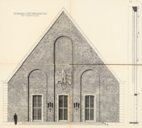 Schinkelwettbewerb 1945; Siedlung fr Kriegsgeschdigte: Fassade des Feierhauses
