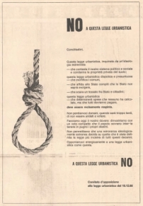 Drohen mit dem Galgen: Anzeige des „Gegenkomitees“ im Corriere del Ticino am 19. April 1969 als Protest gegen das Kantonale Raumplanungsgesetz   