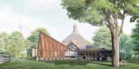 Auenansicht des Serpentine Pavilion 2024, geplant von Mass Studies