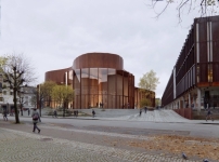 Gewinnerentwurf von Henning Larsen Architects (links) und Grieghalle (rechts) 