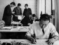 Herbert Ohl mit Studierenden und Mitarbeitern