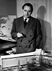 Jean Tschumi mit prmiertem Projekt, Prix Reynolds, 1960. Foto: Pierre Izard, 1960. Bildrechte aller Fotos: AcmEPFL  