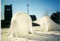 Eisskulptur an der Cornell-University, inspiriert durch Heinz Isler 