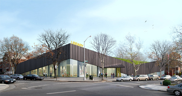 WORK Architecture Company: KEW GARDENS HILL LIBRARY Erweiterung und Neubau einer Bibliothek